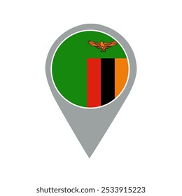 zambia flag ubicación pin, aplicación flag, Flag on Locación Pin, Diseño gráfico, puntero de mapa, Ilustración vectorial.	