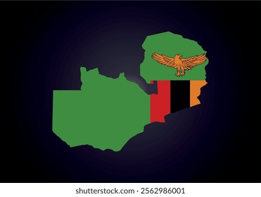 Zambia flag and map vector.