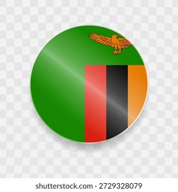 Bandeira da Zâmbia em vidro brilhante botão