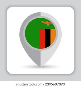 Icono de mapa de anclaje de bandera de Zambia