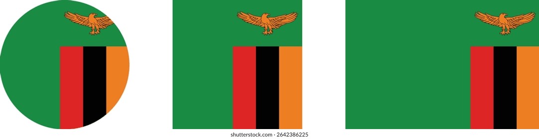 
Zambia flag PNG vector. Zambia square and round icon isolated on transparent PNG background. Zambia flag icon.

