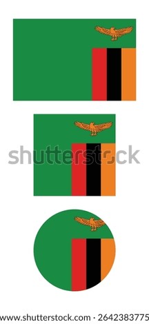 
Zambia flag PNG vector. Zambia square and round icon isolated on transparent PNG background. Zambia flag icon.

