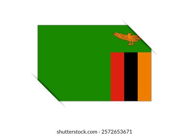 Zambia flag - rectangle colorful flag representing a country cultural identity and heritage. The essence of national pride and unity. Attached by the corners in a paper album