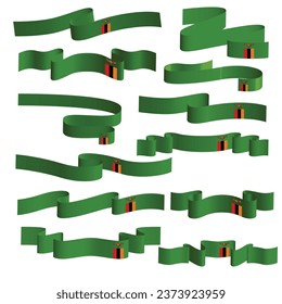zambia flag ribbon banner vector