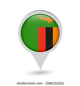 Zambia Flag Round Pin Icon. Vector icon.