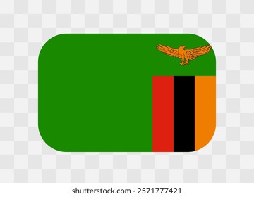 Zambia flag - rounded rectangle colorful flag representing a country cultural identity and heritage. The essence of national pride and unity. Vector flag on transparent background.