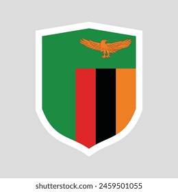Zambia Flag in Shield Shape Frame