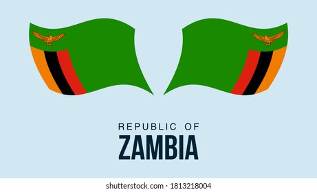 Symbole d'état du drapeau de la Zambie isolé sur fond de bannière nationale. Carte de voeux Jour de l'indépendance nationale de la République de Zambie. Bannière d'illustration avec drapeau d'état réaliste.