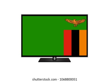 Zambia Flag Of Television,Vector Illustration, Isolate On White Background Icon. EPS10
