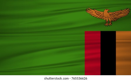 Zambia flag vector. Vector flag of Zambia blowig in the wind. EPS 10.
