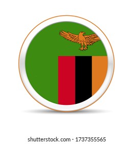 Zambia flag vector in button design. Eps 10 vector illustration.