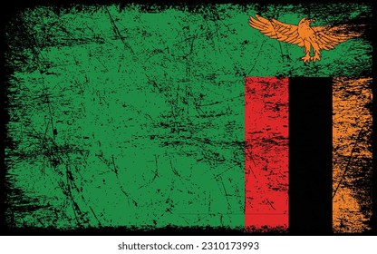 Zambia flag vector, Zambia grunge flag
