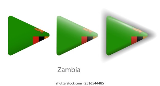 Ícones vetoriais da bandeira da Zâmbia definidos na forma de triângulo arredondado