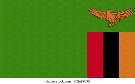 Zambia Flag. Vector image of Zambia Flag 144 pieces of jigsaw puzzles Vector eps 10 illustration.