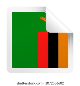 Zambia Flag Vector Square Corner Paper Icon - Illustration