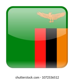 Zambia Flag Vector Square Icon - Illustration
