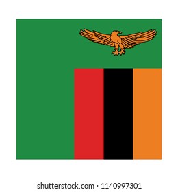 Zambia flag Vector Square Icon, Flag of Zambia. Abstract concept, icon, square, button. Raster illustration on white background.