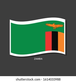 Zambia flag Vector waving with flags.