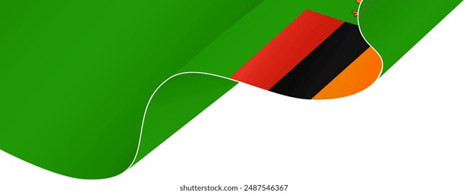 Onda de la bandera de Zambia aislada en png o Ilustración vectorial de fondo transparente.  