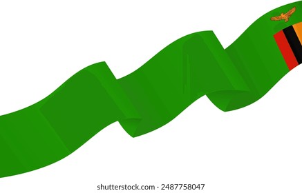 Onda de la bandera de Zambia aislada en png o Ilustración vectorial de fondo transparente.  