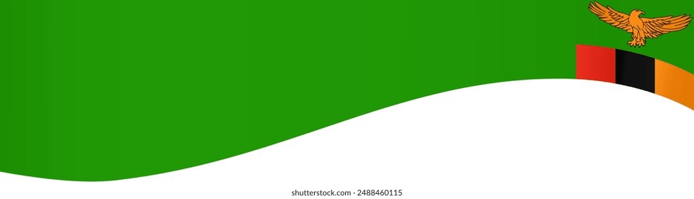 Zambia flag wave isolated on png or transparent background vector illustration.  
