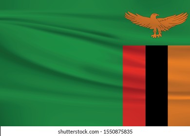 Zambia flag waving with wind effect
