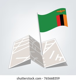 Zambia Flag,map and check in