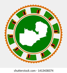 Zambia flat stamp. Round logo with map and flag of Zambia. Vector illustration.