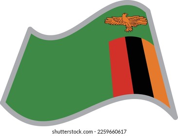 Zambia fluttering national flag illustration vector material