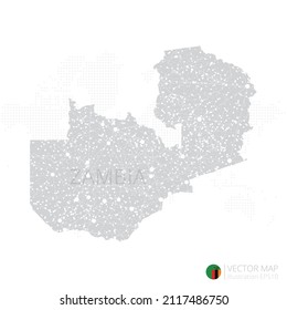 Zambia grey map isolated on white background with abstract mesh line and point scales. Vector illustration eps 10