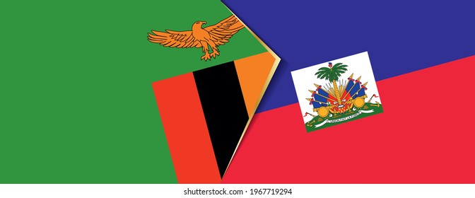 Zambia and Haiti flags, two vector flags symbol of relationship or confrontation.