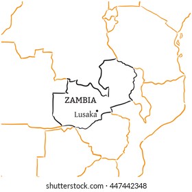 Zambia hand-drawn sketch map