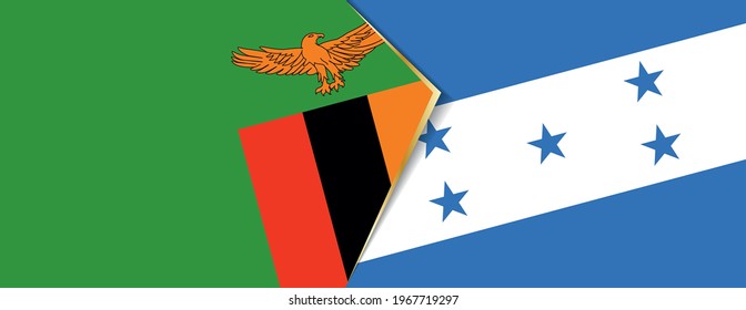 Zambia and Honduras flags, two vector flags symbol of relationship or confrontation.