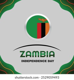 Zambia  Independence Day Vector Illustration. Suitable for greeting card, poster and banner . Vector   Zambia Independence day banner and circle shape design . Uganda flag lines with typography 