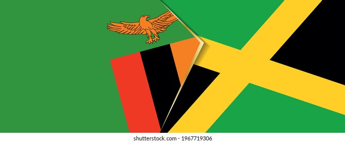 Banderas de Zambia y Jamaica, dos banderas vectoriales símbolo de relación o enfrentamiento.