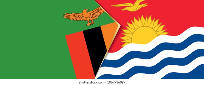 Zambia and Kiribati flags, two vector flags symbol of relationship or confrontation.