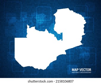 Zambia map with abstract blue background technology pixel board texture.