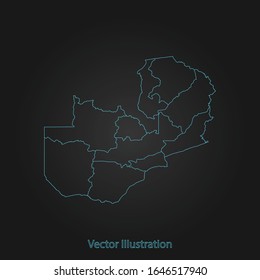 Zambia map - Abstract mash line and point scales on dark background with Zambia. flat design style, clean and modern. Vector Illustration eps10