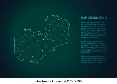 mapa de zambia. Resumen de la línea de purga y las escalas de puntos en el fondo oscuro. Línea de red poligonal de malla 3D, esfera de diseño, punto y estructura. Ilustración vectorial eps 10.