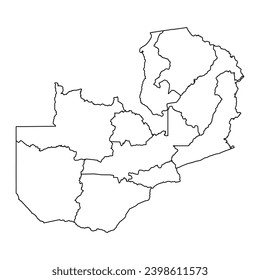 Mapa de Zambia con divisiones administrativas. Ilustración vectorial.