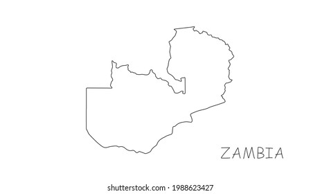 Zambia Map Black Line On White Stock Vector (Royalty Free) 1988623427 ...