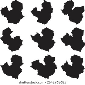 Zâmbia mapa preto silhueta vetor estilo com fundo branco
