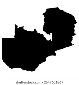 Zambia Map - black World Map International vector template with High detailed isolated on white background - Vector