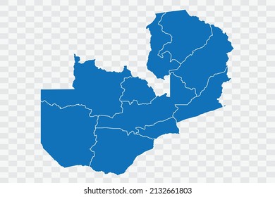 Zambia Map blue Color on Backgound png