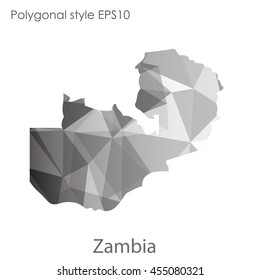 Zambia map in geometric polygonal style.Abstract gems triangle,modern design background.Vector Illustration EPS10