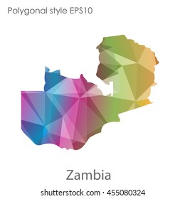 Zambia map in geometric polygonal style.Abstract gems triangle,modern design background.Vector Illustration EPS10
