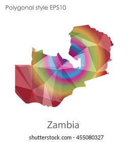 Zambia map in geometric polygonal style.Abstract gems triangle,modern design background.Vector Illustration EPS10