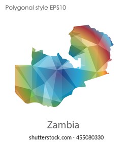 Zambia map in geometric polygonal style.Abstract gems triangle,modern design background.Vector Illustration EPS10
