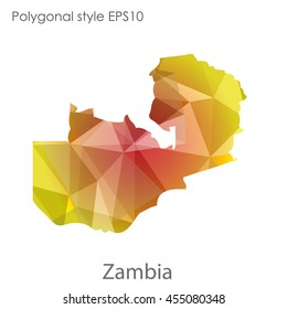 Zambia map in geometric polygonal style.Abstract gems triangle,modern design background.Vector Illustration EPS10