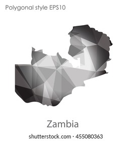 Zambia map in geometric polygonal style.Abstract gems triangle,modern design background.Vector Illustration EPS10